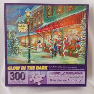Bits and Pieces "Candy Cane Lane" GLOW-in-the-Dark 300- Piece Puzzle